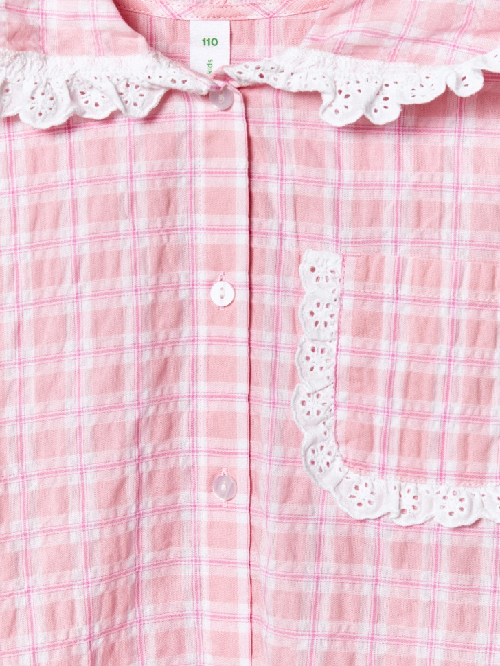 рубашка с капюшоном для девочек из хлопка спереди