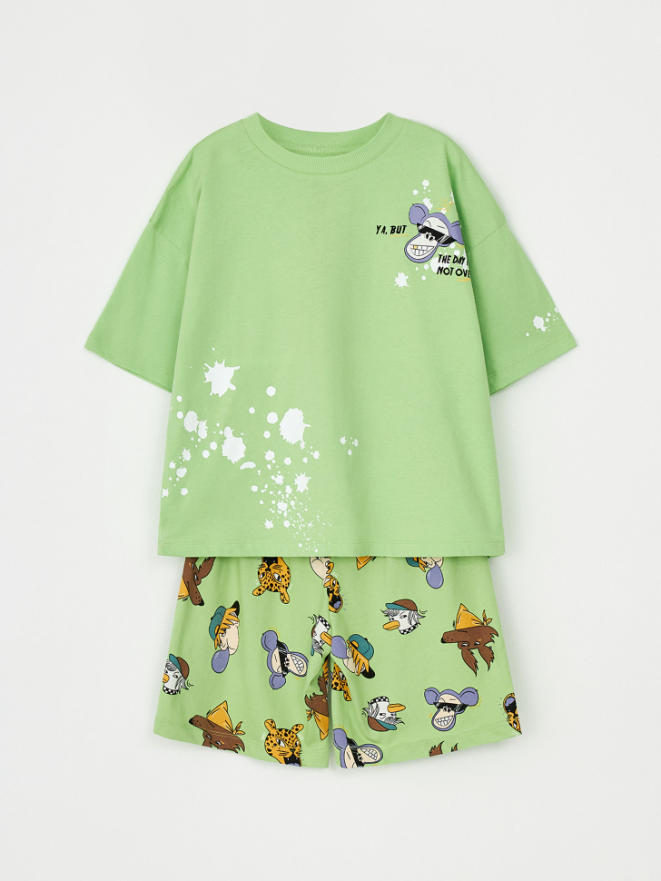 Пижама с принтом для мальчиков (зеленый, 146-152) sela 4680168397493 - фото 5