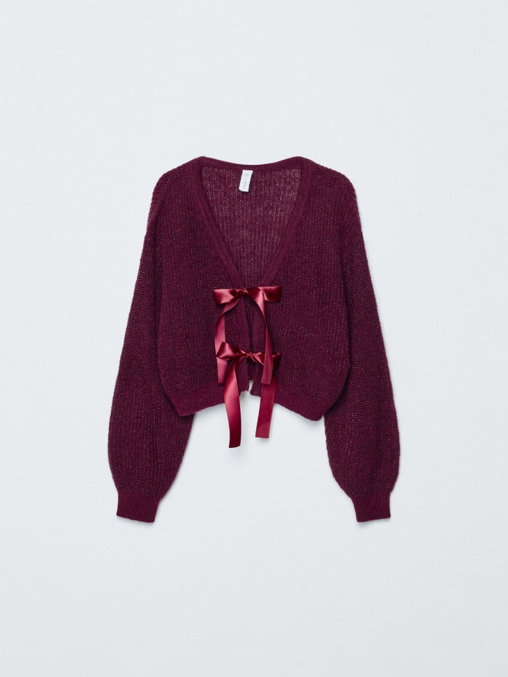 вязаный кардиган из смесовой шерсти с бантиками для девочек 4680798771410 с промокодом