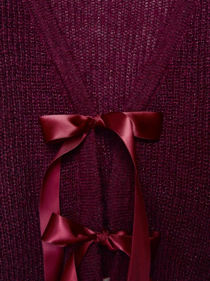 вязаный кардиган из смесовой шерсти с бантиками для девочек 4680798771410 купить с доставкой