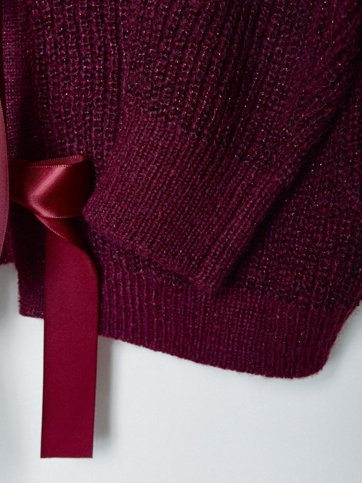 вязаный кардиган из смесовой шерсти с бантиками для девочек 4680798771410 со скидкой