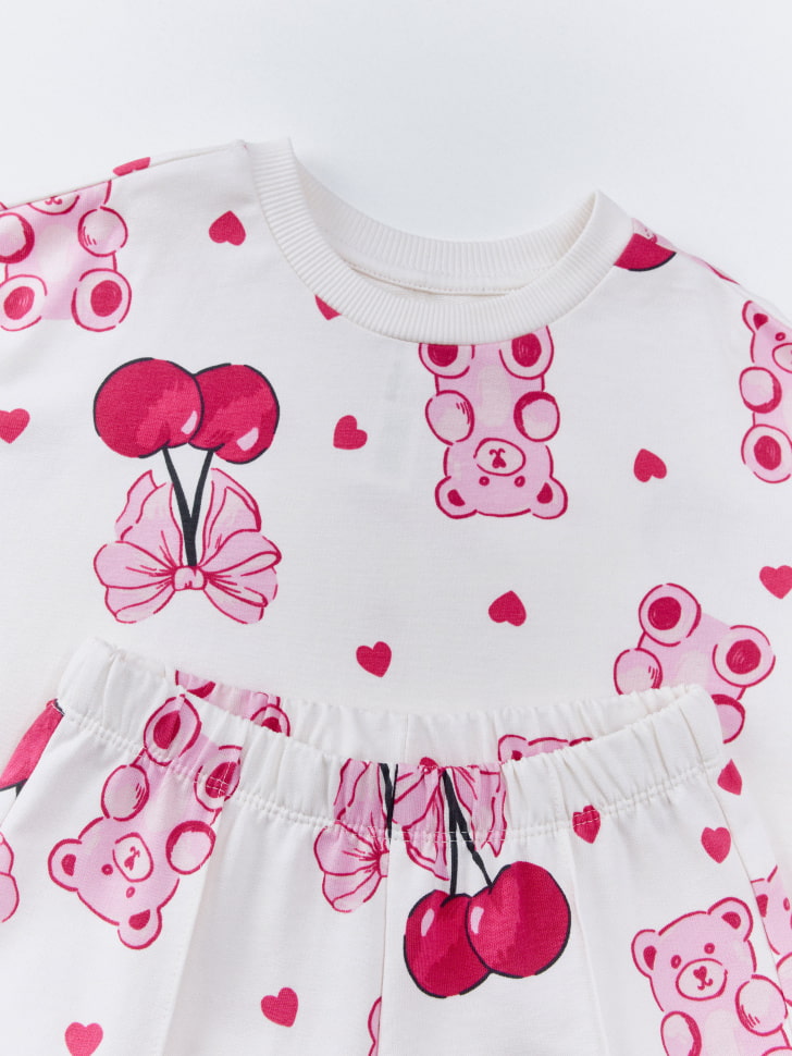 пижама из футера с принтом для девочек 4680798801186 в интернет магазине