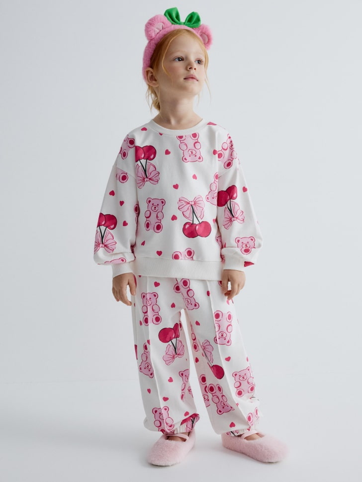 

Пижама из футера с принтом для девочек, 5811150328