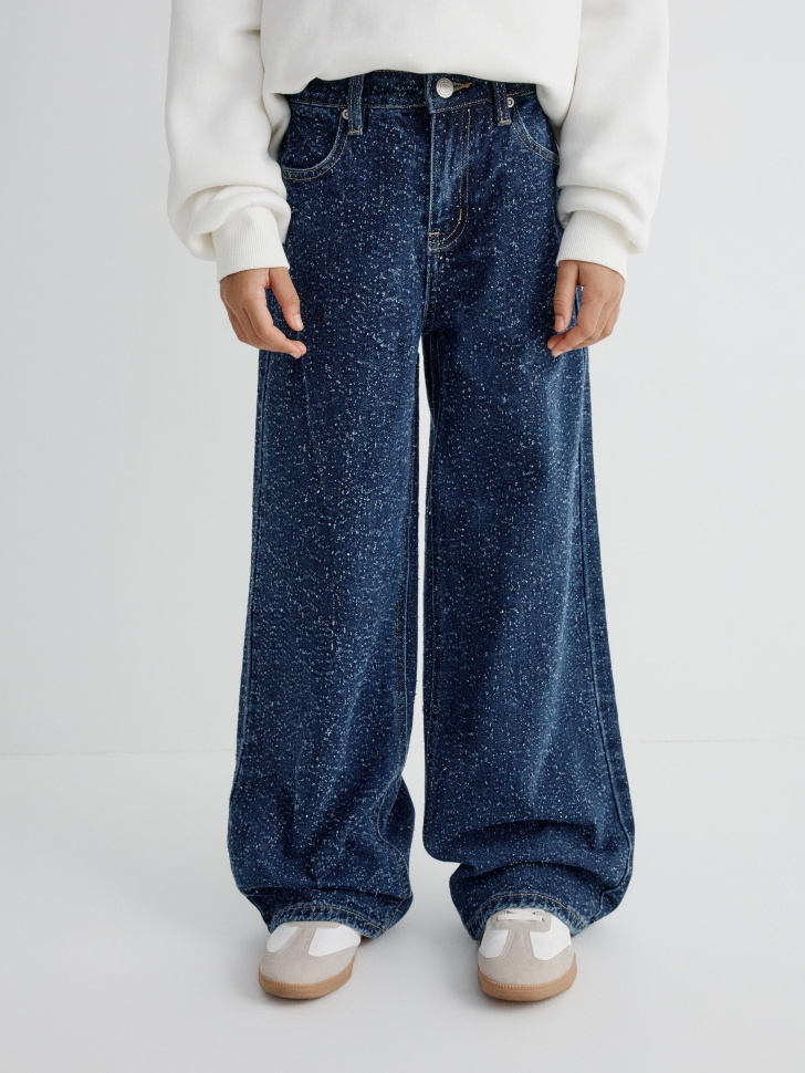 джинсы wide leg из фактурного денима для девочек 4610517104366 по акции