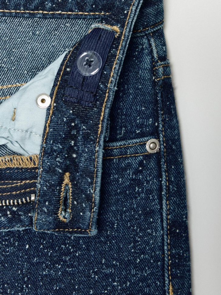 джинсы wide leg из фактурного денима для девочек из денима спереди