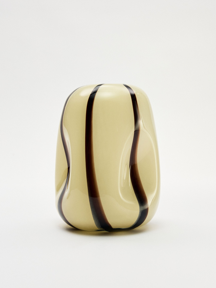 Ваза из стекла с рисунком, бежевый, коричневый, арт. vaz001