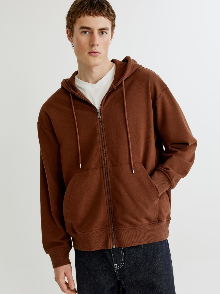 Мужская толстовка SELA на молнии, коричневый, арт. 35129