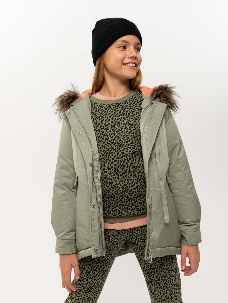 

Парка с капюшоном для девочек, Бирюзовый