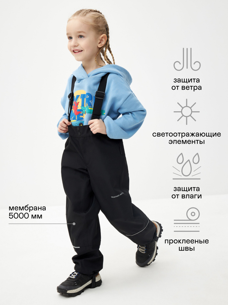 Детские брюки на лямках (черный, 116)