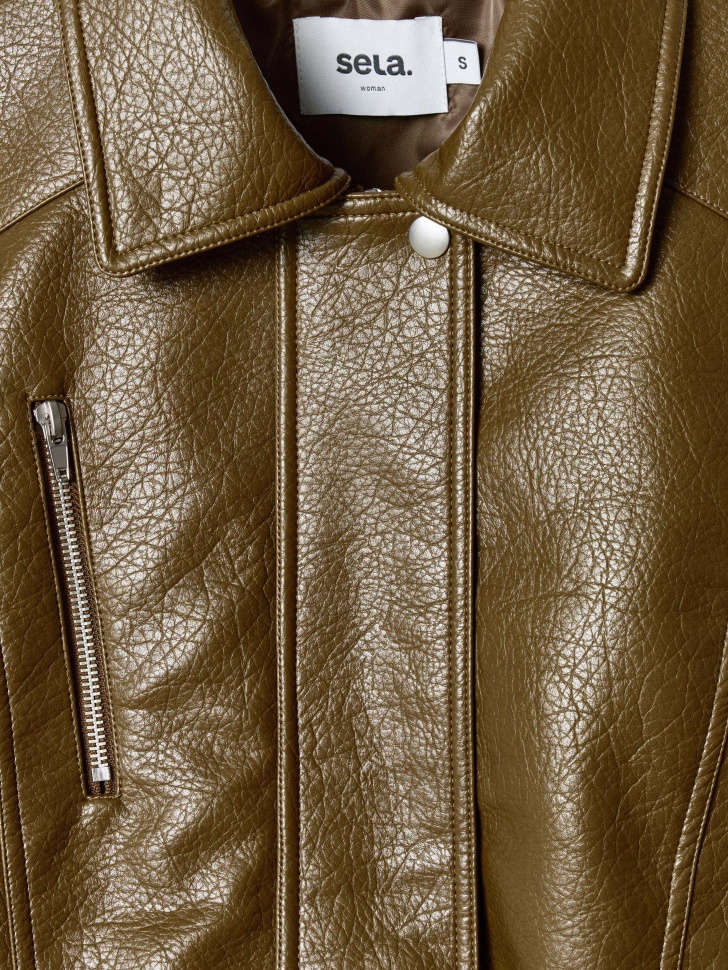 куртка оверсайз из экокожи из кожи спереди