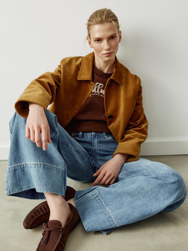 Широкие джинсы с подворотом 4299₽