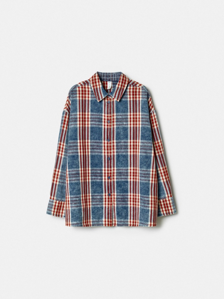 Рубашка оверсайз в клетку Sela для девочек, арт. 38492