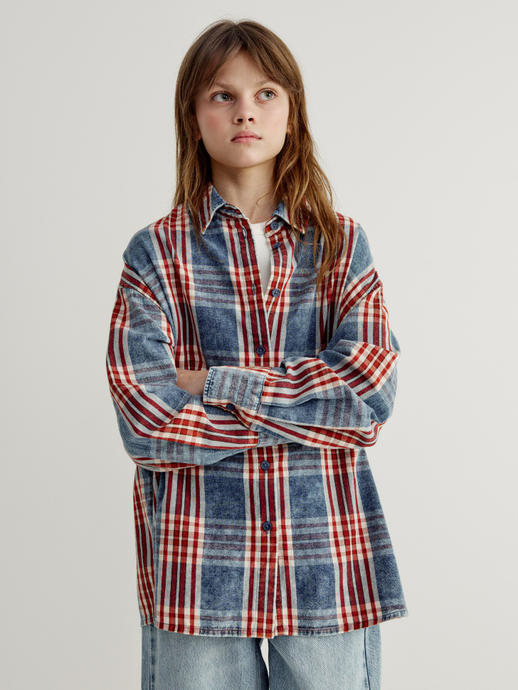 Рубашка оверсайз в клетку для девочек 2499₽