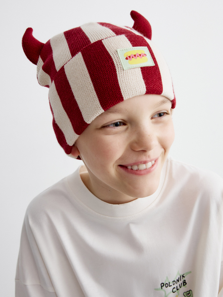 вязаная шапка в полоску детская 4610517577764 фотография