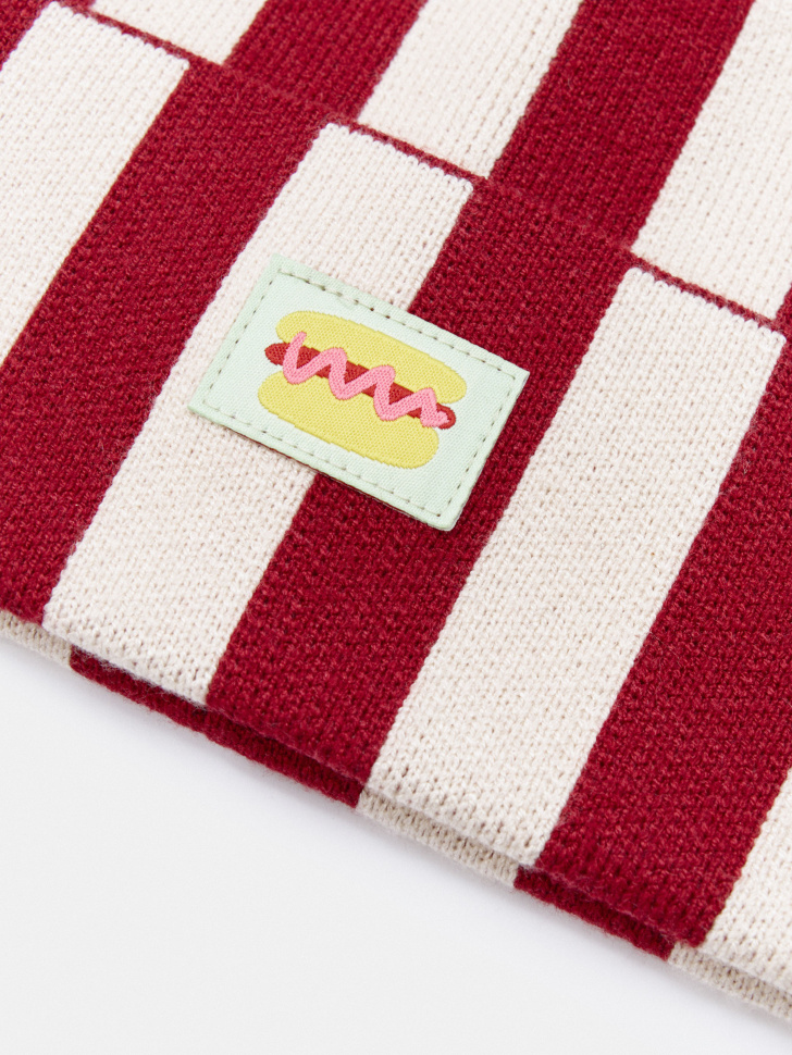 вязаная шапка в полоску детская по цене 899 руб вид справа