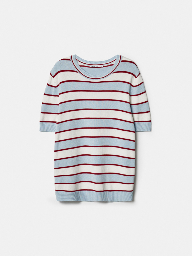 

Вязаный джемпер с коротким рукавом в полоску, SL6804010603