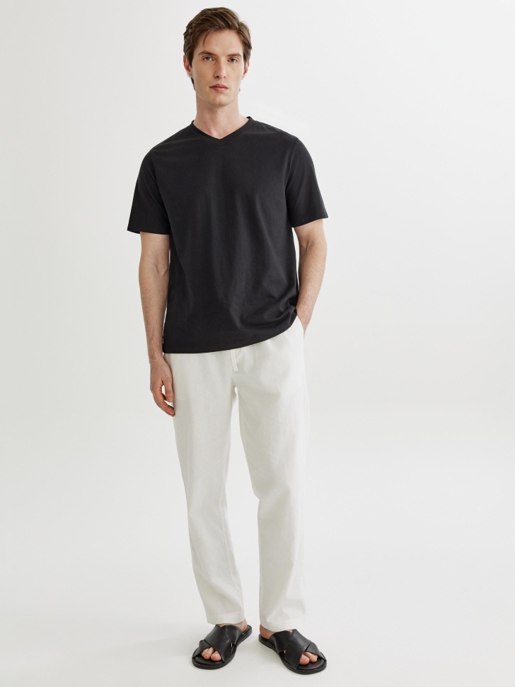 Прямые брюки Sela из смесового льна, белый, арт. 51827