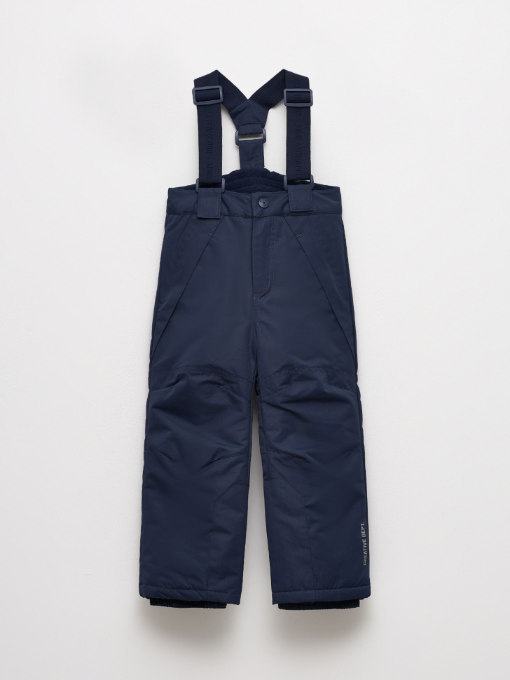 Детские утепленные брюки на лямках (синий, 98)
