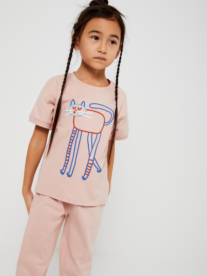 Трикотажная пижама для девочек (розовый, 92-98 (2-3 YEARS)) sela 4603375484305 - фото 2