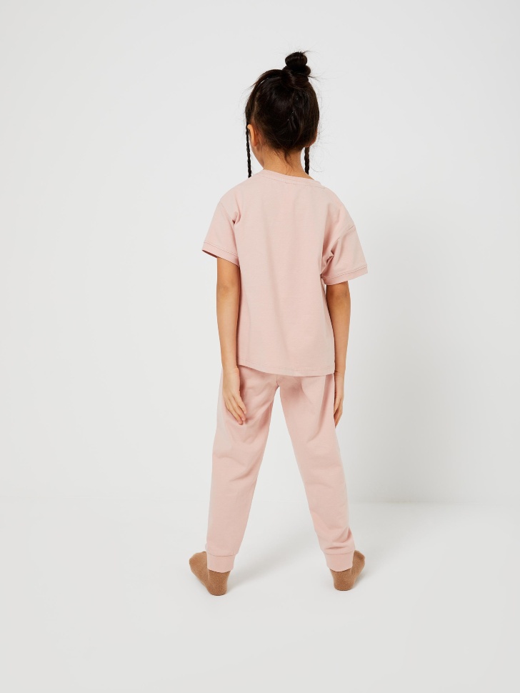 Трикотажная пижама для девочек (розовый, 104-110 (4-5 YEARS)) sela 4603375484312 - фото 4