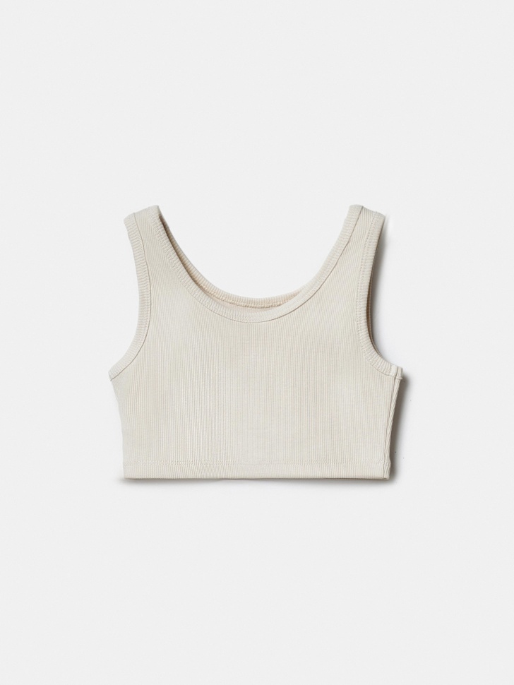 укороченный топ в рубчик девочек от бренда sela вид слева