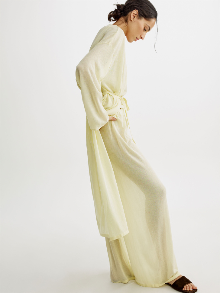 удлиненный кардиган из смесового лиоцелла с содержанием льна из россии вид сбоку