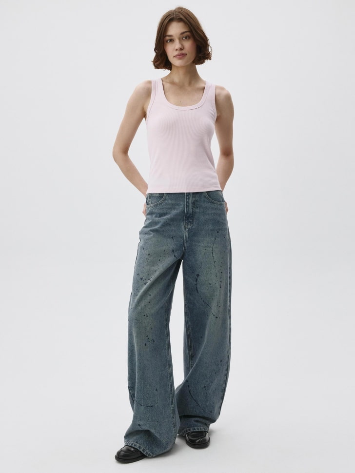 Джинсы WIDE LEG с декоративными брызгами