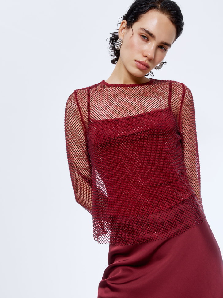 вечерний топ из сетки со стразами 4680798754390 фотография