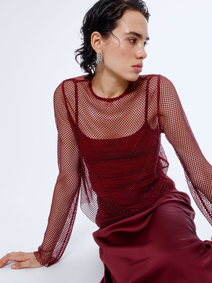 вечерний топ из сетки со стразами 4680798754390 купить с доставкой