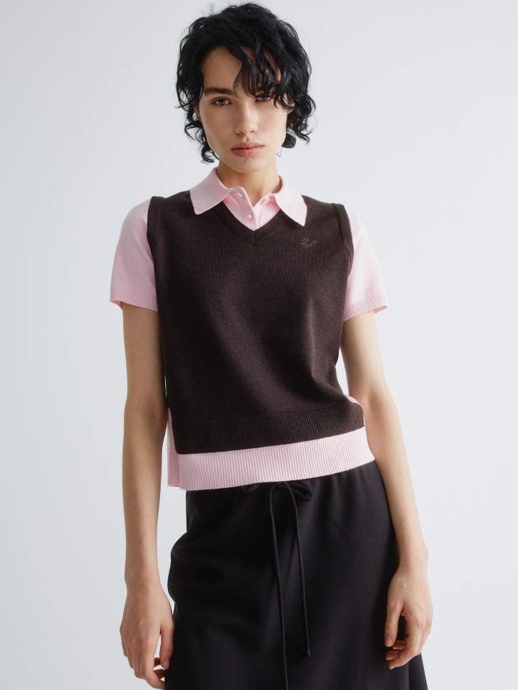 джемпер-поло с имитацией второго слоя в виде жилетки 4610517365286 купить с доставкой