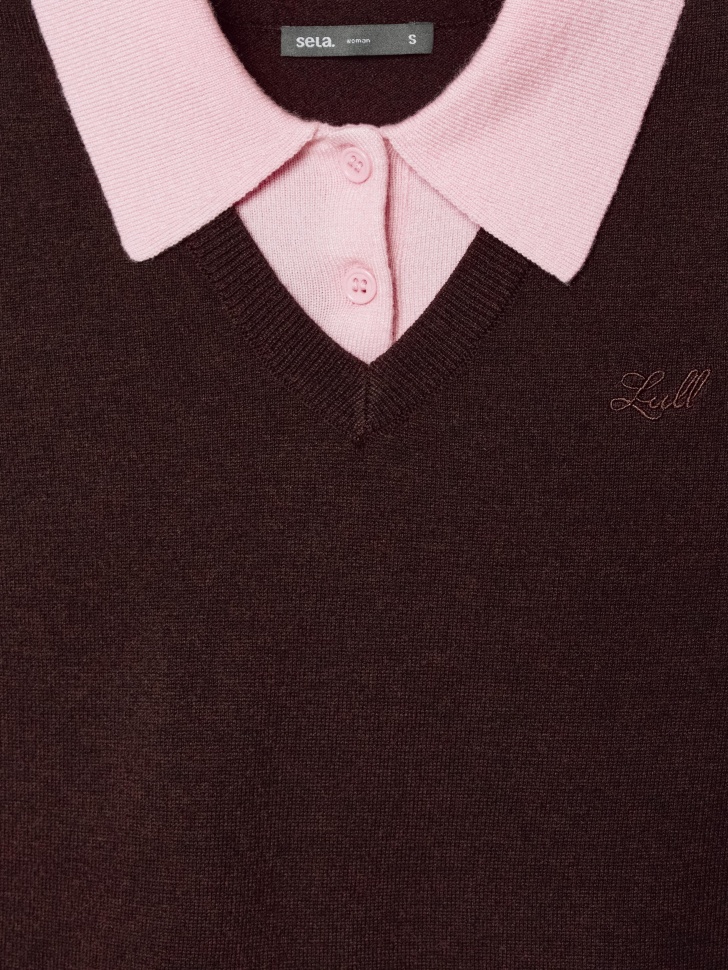 джемпер-поло с имитацией второго слоя в виде жилетки 4610517365286 на официальном сайте