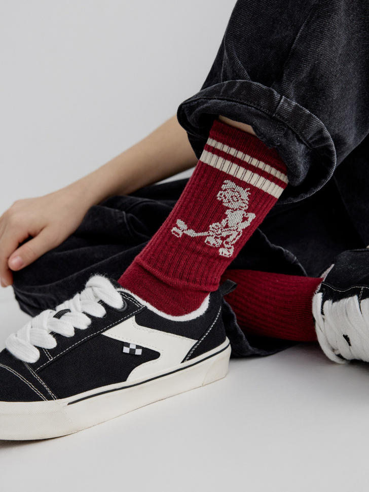 Носки SELA x Союзмультфильм, бордовый, арт. 35159