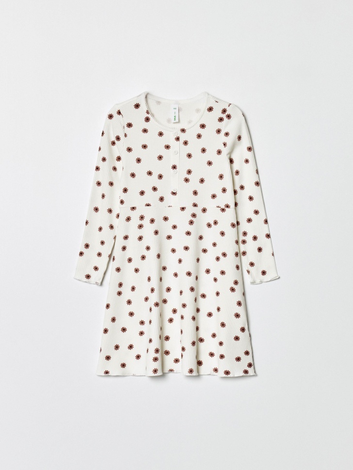 Платье Sela трикотажное с принтом для девочек, белый, арт. 35797