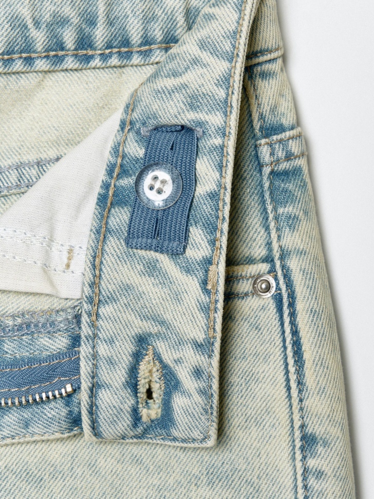 винтажные джинсы baggy fit для мальчиков из джинсы и джинскота спереди