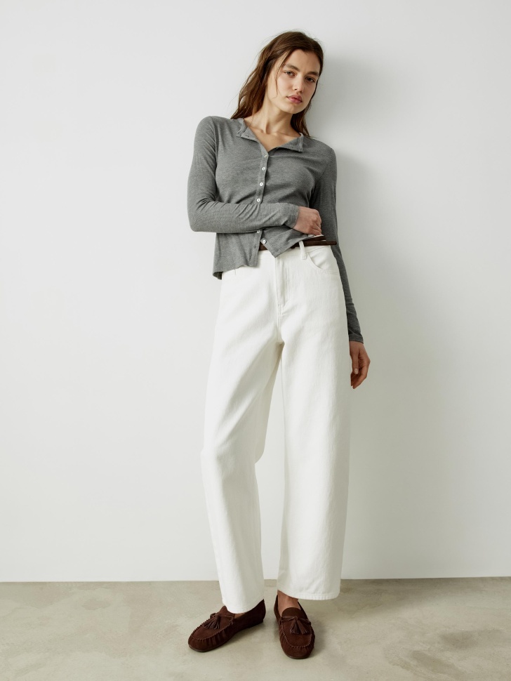 кардиган на пуговицах в рубчик от бренда sela вид слева