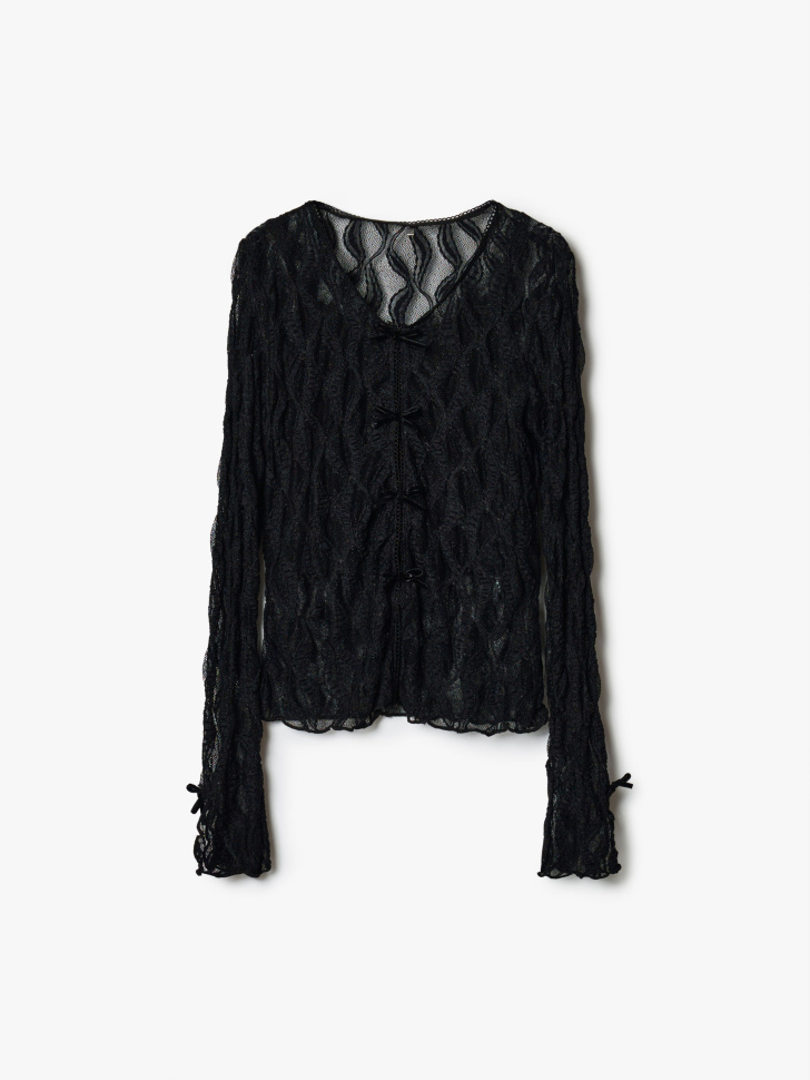 Блузка кружевная с бантиками для девочек, арт. 37056