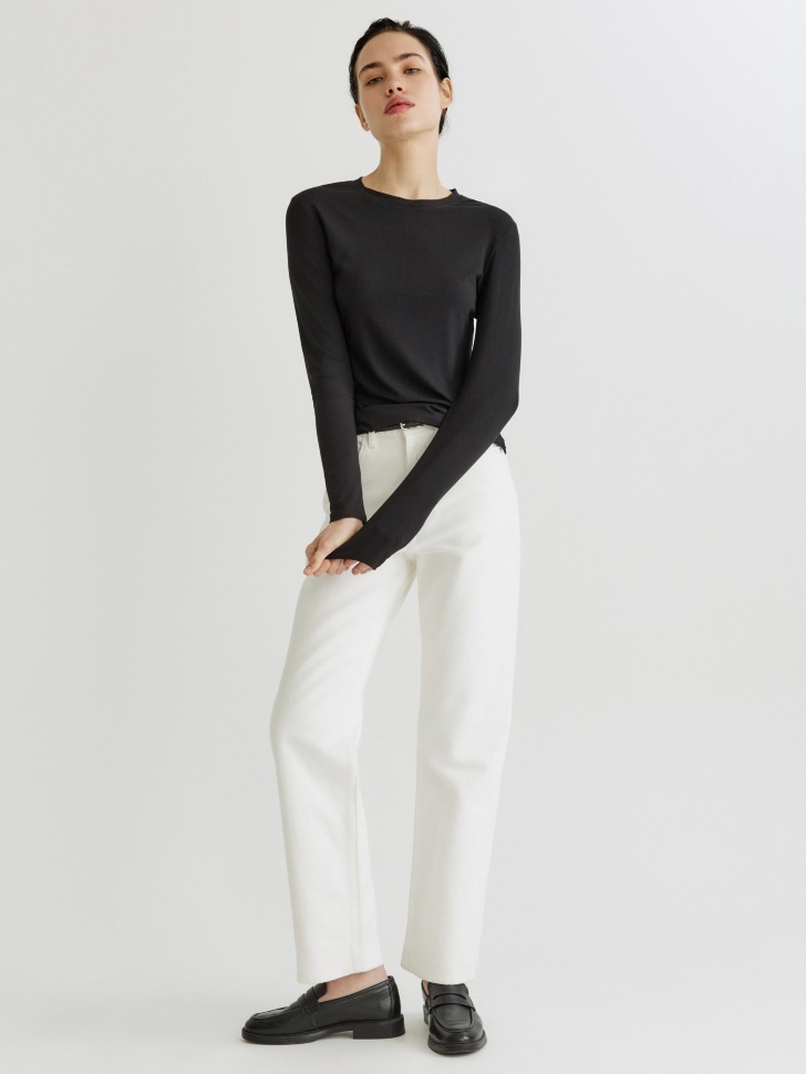 лонгслив из смесового модала от бренда sela вид слева