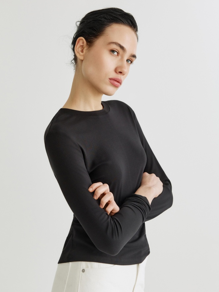 лонгслив из смесового модала из россии вид сбоку