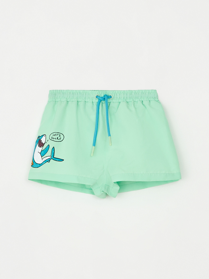 Пляжные шорты с принтом для мальчиков (зеленый, 104-110)