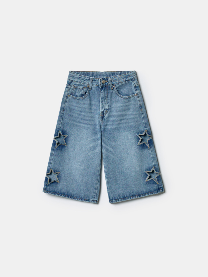 Джинсовые шорты-бермуды Sela для девочек, голубой, арт. 43372