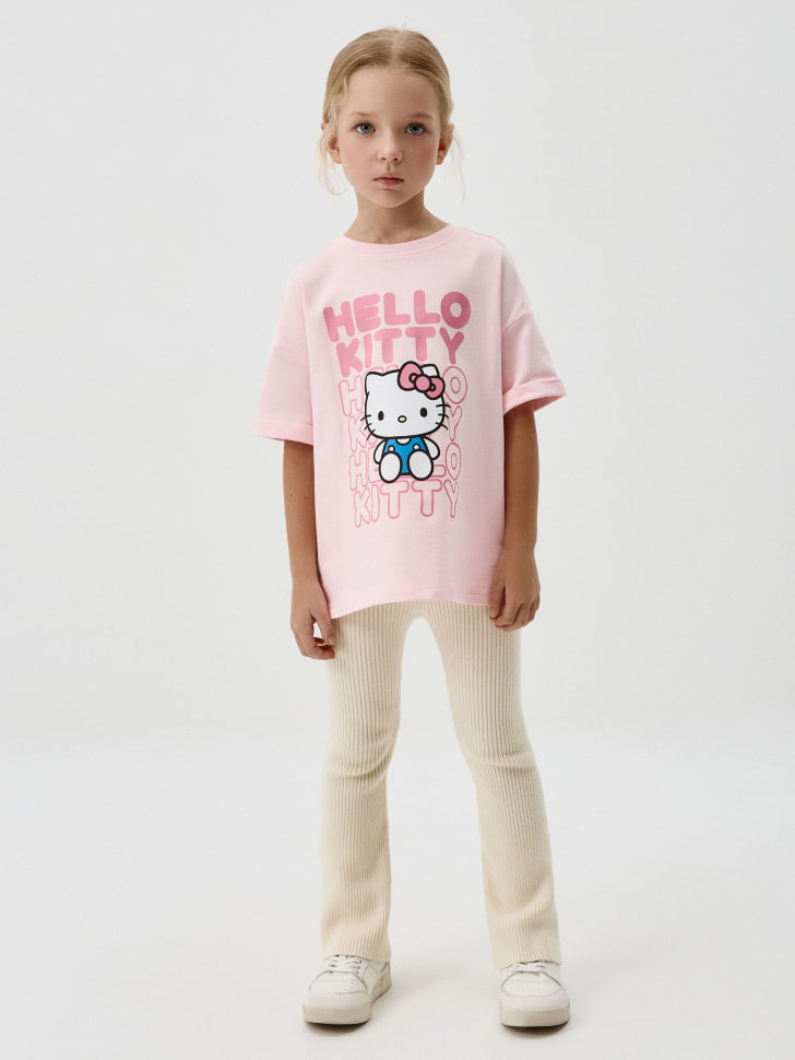 Футболка с принтом Hello Kitty для девочек. Фото №2