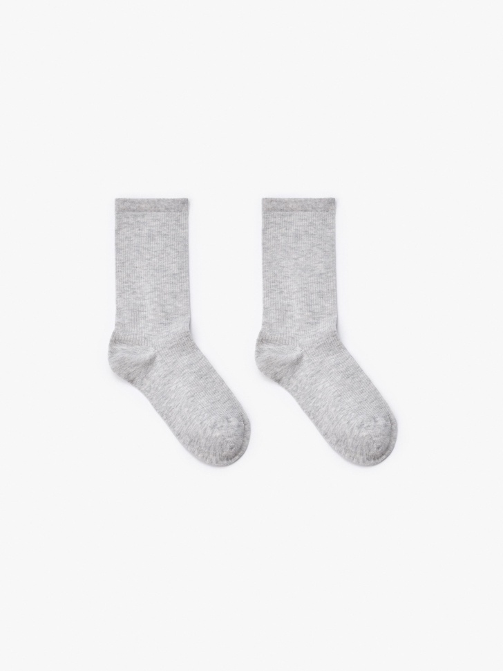 Носки SELA в рубчик, серый, арт. 42255