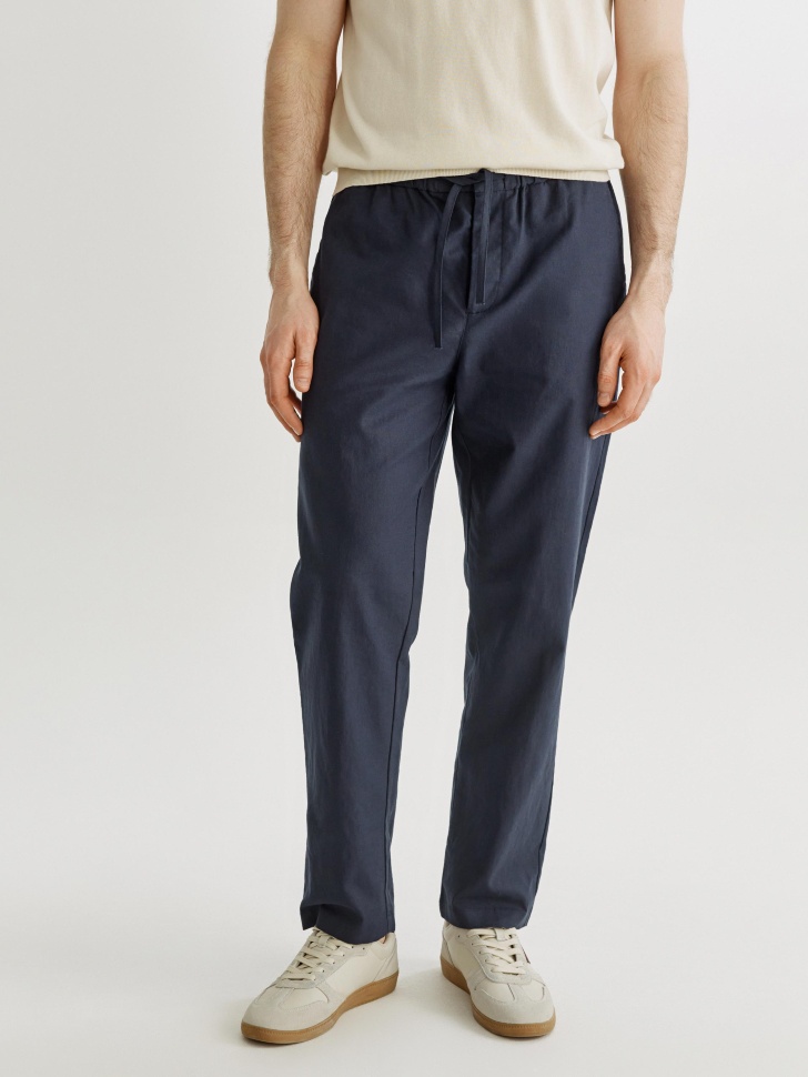 прямые брюки из смесового льна от бренда sela вид слева