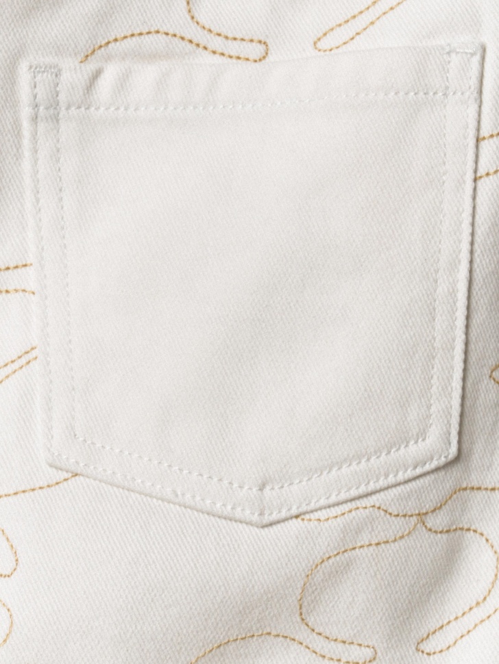 джинсовая юбка-шорты с вышивкой для девочек универсального стиля с лицевой стороны