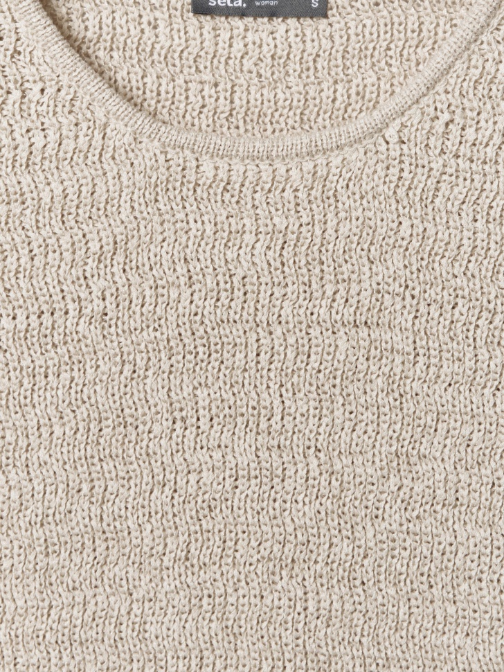 топ приталенный фактурной вязки из хлопка спереди