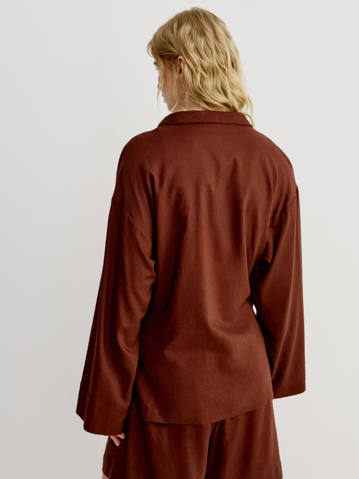 рубашка-кимоно с содержанием льна из россии вид сбоку