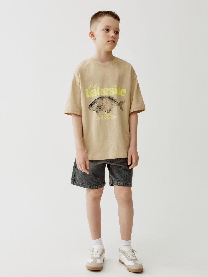 футболка оверсайз с принтом для мальчиков от бренда sela вид слева