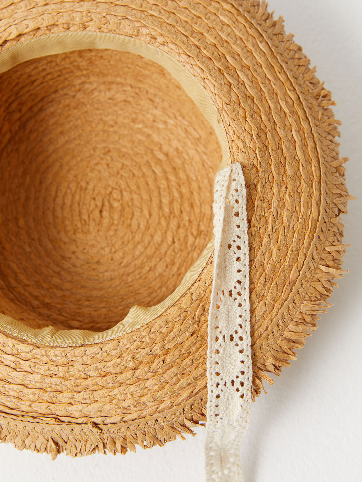 Соломенная шляпа с лентами для девочек sela 4640078223688 - фото 3