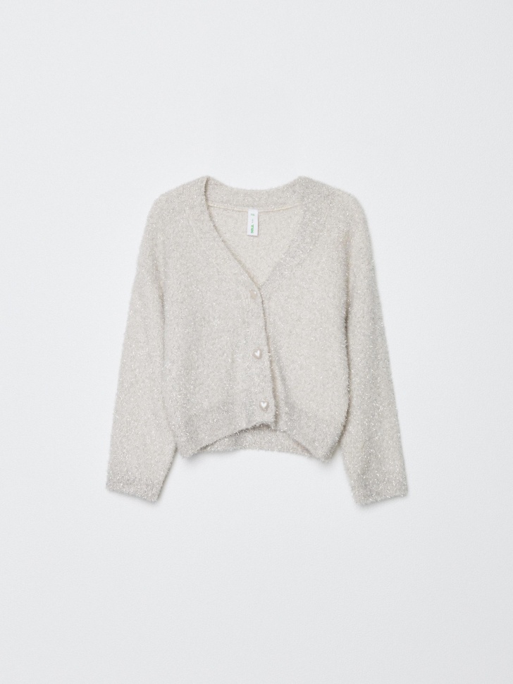 вязаный кардиган с люрексом для девочек по цене 1299 руб вид справа