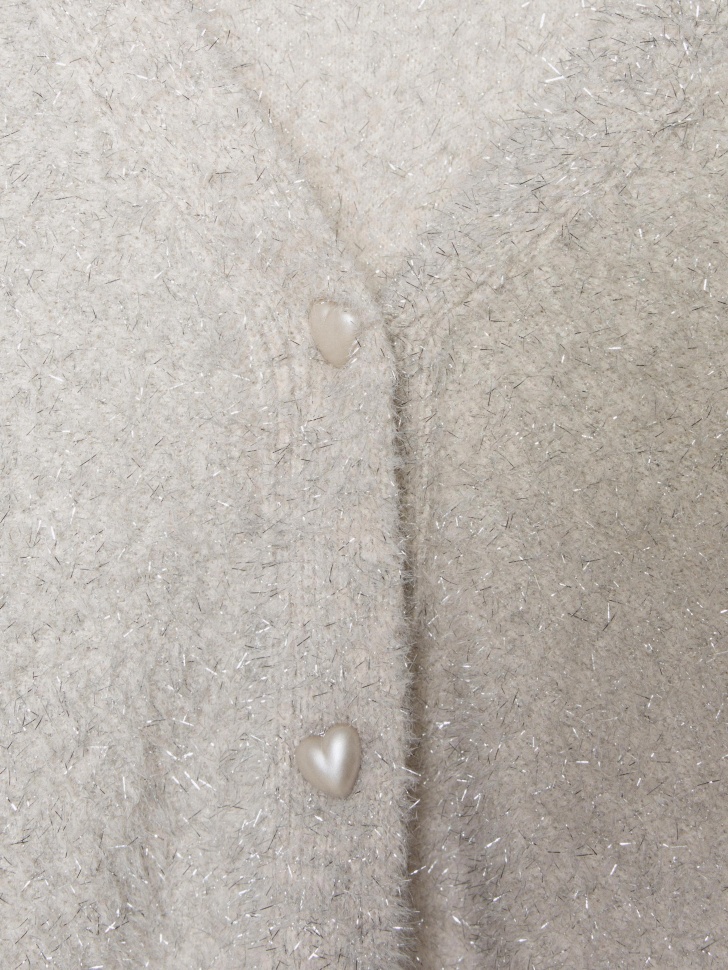 вязаный кардиган с люрексом для девочек из россии вид сбоку